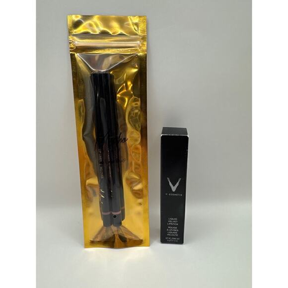 V Kosmetik Liquid Velvet Lipstick + Mischo Lip‎ Liner Duo Bundle Set NWT - Picture 1 of 9